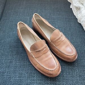 Gravity Pope oiled tan leather penny loafers 37